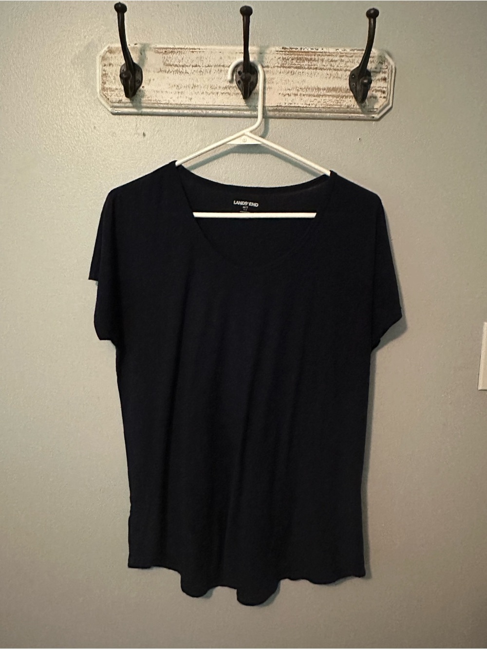 Women’s Lands End cap sleeve T-shirt in navy.